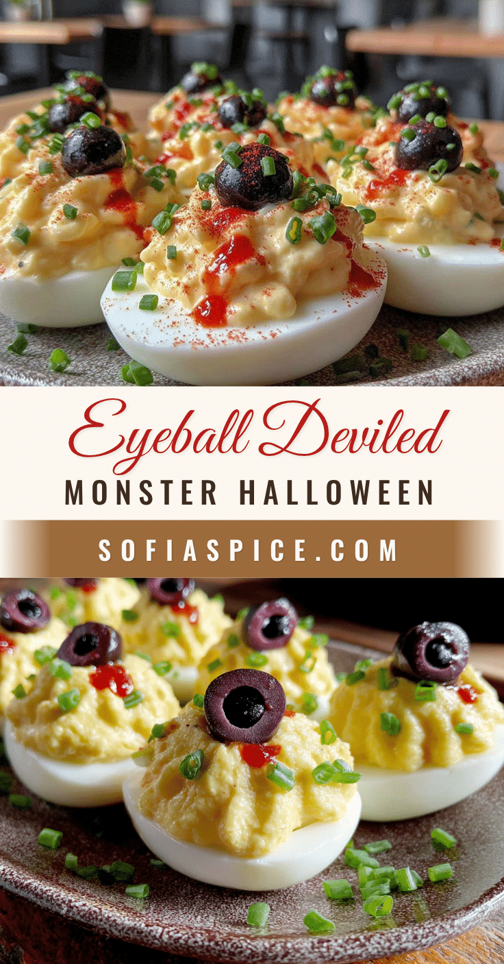 Spooky Monster Eyeball Deviled Eggs recipe