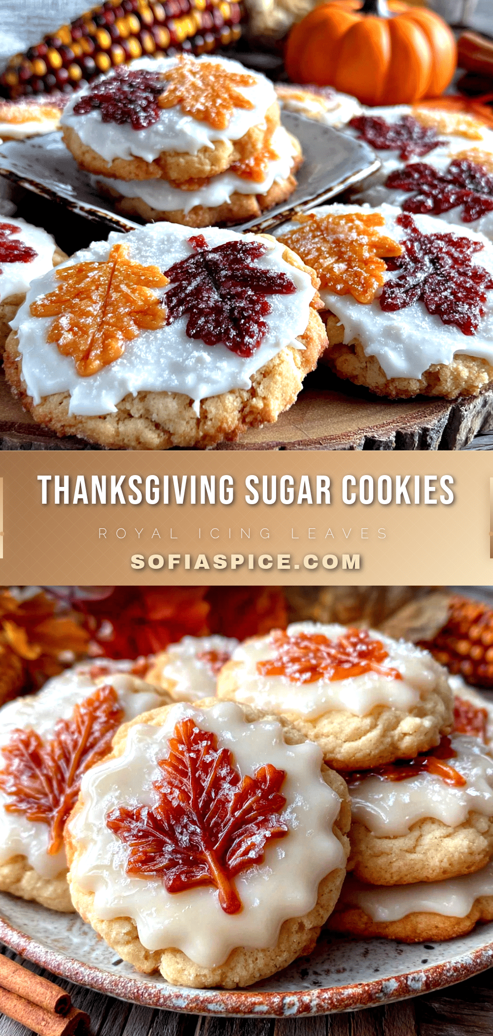 Thanksgiving sugar cookies with royal icing leaves recipe