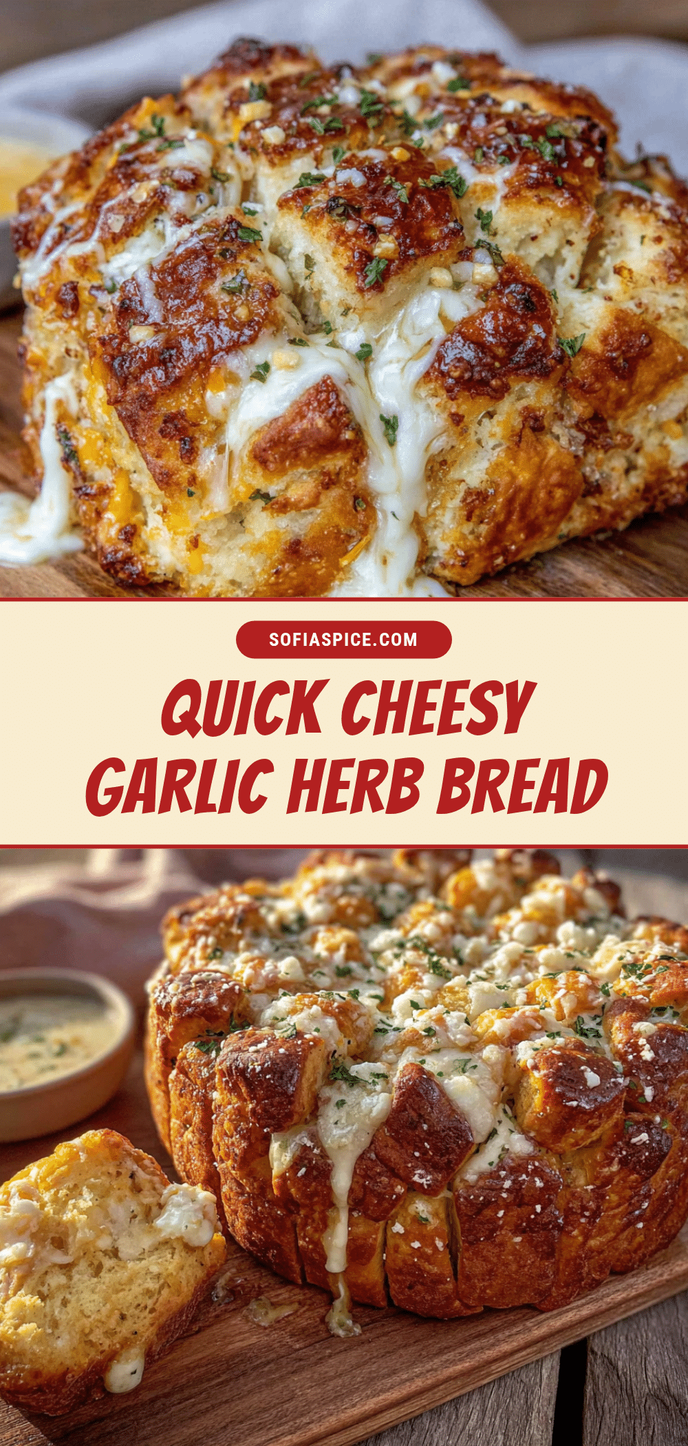 cheesy garlic herb pull-apart bread recipe