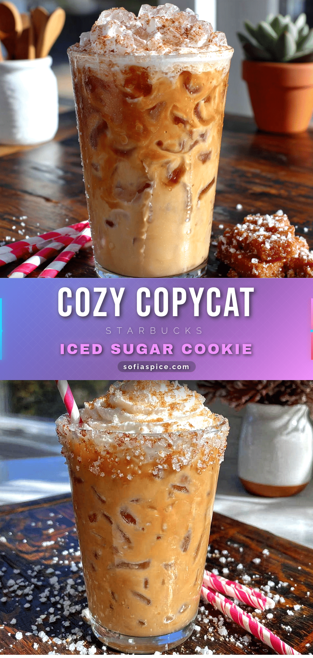 cozy copycat Starbucks iced sugar cookie almondmilk latte recipe