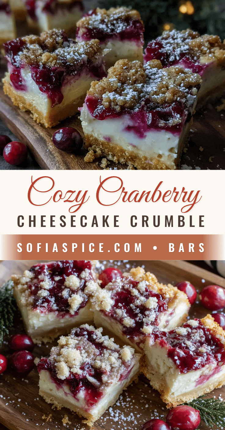 cranberry cheesecake crumble bars recipe