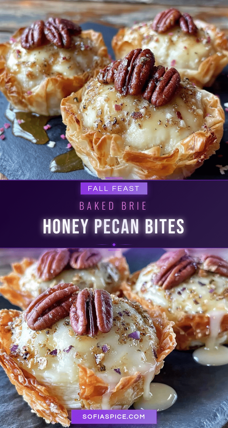 fall honey pecan baked brie bites recipe