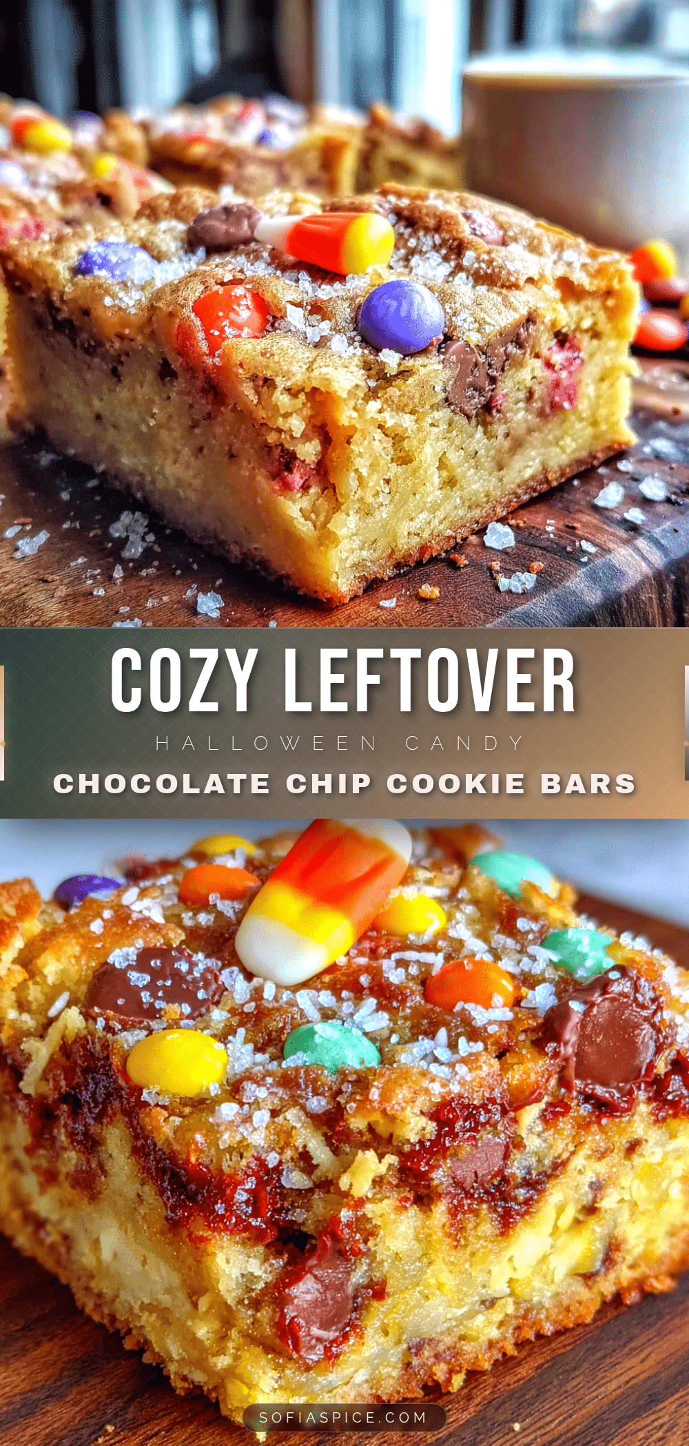 leftover Halloween candy chocolate chip cookie bars recipe