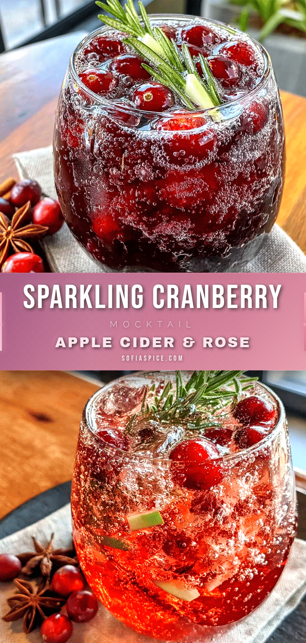 sparkling cranberry apple cider mocktail recipe